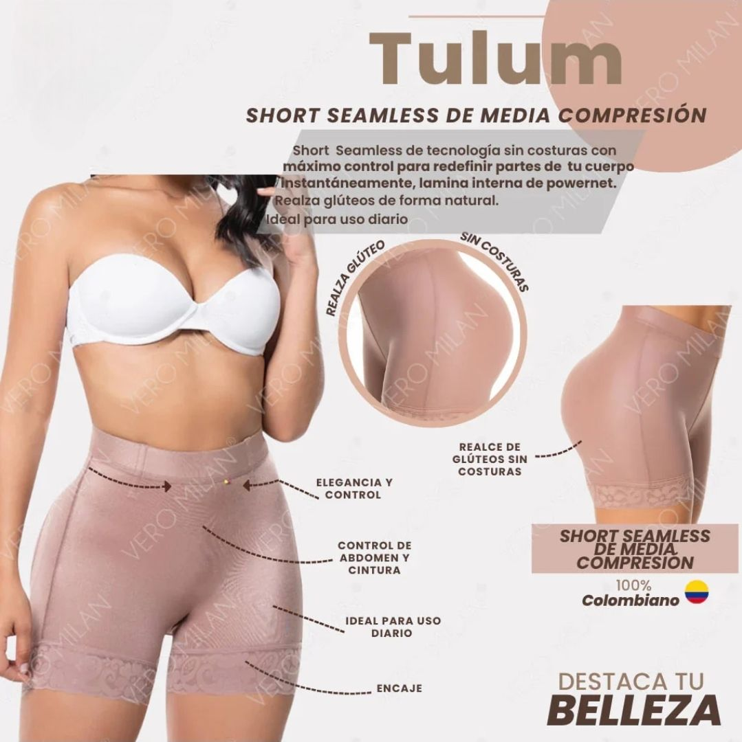 Short Seamless sin Costura levanta glúteos(Media Compresión)