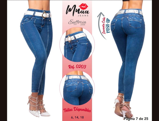 Jean Levanta cola🇨🇴100%Colombiano🇨🇴Cinturon Incluido🍀la imagen muestra el largo del Jean☝️